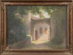 Henri-Charles ANGENIOL (1870-1959).
L'entrée du monastère.
Pastel sur papier.
Signé en bas à...