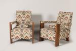 André Sornay (1902-2000)
Paire de fauteuils de salon capitonnés à montants...
