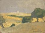 Eugène BROUILLARD (1870-1950). 
Paysage jaune, 1928. 
Huile sur carton.
Signé et...