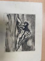 Pierre COMBET-DESCOMBES (1885-1966). 
Deux femmes nues dans un paysage symboliste....