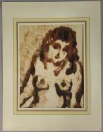 Pierre COMBET-DESCOMBES (1885-1966). 
Etude de femme nue en buste. 
Monotype...