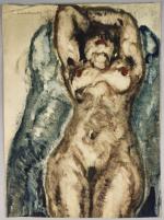 Pierre COMBET-DESCOMBES (1885-1966). 
Femme nue allongée sur le dos, les...
