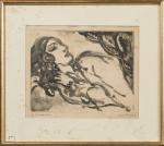 Pierre COMBET-DESCOMBES (1895-1966).
Femme allongée. 
Monotype sur papier vélin.
Signé en bas...
