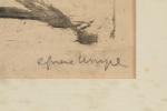 Pierre COMBET-DESCOMBES (1895-1966).
Femme allongée. 
Monotype sur papier vélin.
Signé en bas...