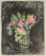 Pierre COMBET-DESCOMBES (1885-1966). 
En lot :
-Bouquet de fleurs dans un...