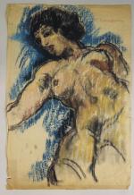 Pierre COMBET-DESCOMBES (1885-1966). 
Femme nue allongée la tête sur le...
