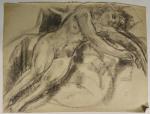 Pierre COMBET-DESCOMBES (1885-1966). 
Femme nue endormie sur un sofa, 1934....