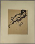 Pierre COMBET-DESCOMBES (1885-1966). 
Femme nue de dos allongée sur le...