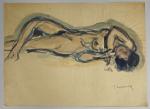 Pierre COMBET-DESCOMBES (1885-1966). 
Nu allongé la tête renversée.
Aquarelle sur papier...