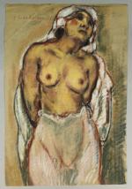 Pierre COMBET-DESCOMBES (1885-1966). 
Femme buste nu, à la jupe et...