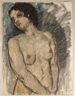 Pierre COMBET-DESCOMBES (1885-1966). 
Modèle nu aux cheveux noirs courts, 1938.
Pastel...