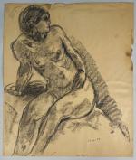 Pierre COMBET-DESCOMBES (1885-1966). 
Femme nue assise se tournant de trois...
