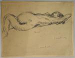 Pierre COMBET-DESCOMBES (1885-1966). 
Femme nue allongée sur le dos une...