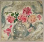 Pierre COMBET-DESCOMBES (1885-1966). 
Roses dans un vase boule. 
Pastel sur...