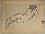 Pierre COMBET-DESCOMBES (1885-1966). 
La pose classique (femme nue allongée de...