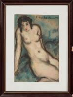 Pierre COMBET-DESCOMBES (1895-1966). 
En pendant :
-Femme en buste nue. 
Pastel...