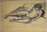 Pierre COMBET-DESCOMBES (1885-1966). 
Femme nue appuyée sur un coude une...