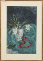 Pierre COMBET-DESCOMBES (1895-1966). 
Vase aux muguets et ruban rouge. 
Pastel...