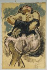 Pierre COMBET-DESCOMBES (1885-1966).
Femme assise le buste nu, la tête penchée...