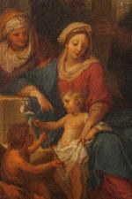 Louis de BOULLOGNE (1654-1733). "Sainte Famille avec sainte Anne et...