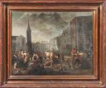 Erasme de BIE (1629-1675), attribué à. "Une place de marché...