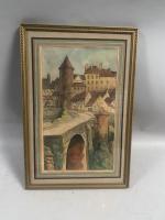 ECOLE MODERNE, SIDO? "Semur le Pont Joly", 1932, aquarelle signée...