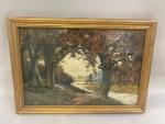 ECOLE MODERNE, J.SIDO, "Vue de forêt", 1933, aquarelle Signée et...