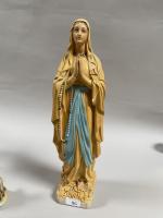 STATUETTE en plâtre polychrome : Notre-Dame de Lourdes. Époque fin...
