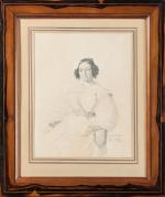 Auguste FLANDRIN (1804-1842). "Portrait de Madame Torombert". Lyon, 1837. Dessin...