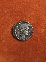 55 BC
DENIER PLANCIA Tête de femme à droite (macedonia ?),...
