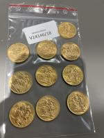 10 pièces de souverains or Georges V. usures.Lots vendus en...