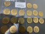 20 pièces de 20 francs or Napoléon III tête laurée....
