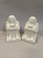 Deux SUJETS en céramique craquelée à décor de sphinx égyptiens....