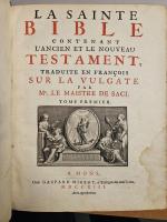 SAINTE BIBLE (La). Mons, Migeot, 1713. 2 vol. in-4, veau...