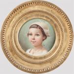 Léopold de MOULIGNON (1821-1897). "Portrait de fillette". Huile sur carton...