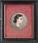 Léopold de MOULIGNON (1821-1897). "Portrait d'une jeune femme de profil"....