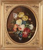 ECOLE FRANCAISE du XIXème siècle. "Bouquet de Fleurs". Huile sur...