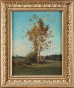 Horace FONVILLE (1832-1914). "Paysage animé en automne". Huile sur toile,...
