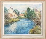 Frédéric EDE (1865-1913). "La rivière en été". Huile sur toile...