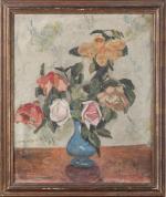 Jacqueline MARVAL (1866-1932). "Bouquet de fleurs, 1908". Huile sur toile...