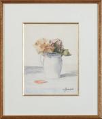 Léon GARRAUD (1877-1961). "Pichet fleuri". Aquarelle sur papier, signée en...