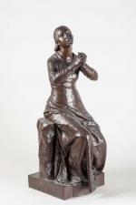 Paul DUBOIS (1827-1905) « L'implorante ». Sujet en bronze à patine médaille....
