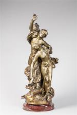 Paul Gasq (1860-1944)" Orphée et Eurydice "Groupe en bronze doré...