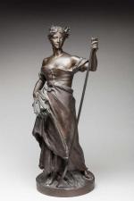 Alfred Lanson (1851-1898)
" La faucheuse "
Bronze à patine noire nuancée....