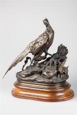 Jules Moigniez (1835-1894)
" Faisan et belette "
Bronze à patine brune...