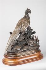 Jules Moigniez (1835-1894)
" Faisan et belette "
Bronze à patine brune...