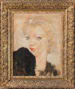 Paul DANGMANN (1899-1974). "Portrait de femme aux yeux bleus". Huile...