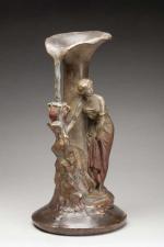 Ricardo AURILI (1834-1914). Vase en terre cuite polychrome à décor...