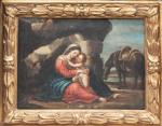 ECOLE ROMAINE vers 1700. Repos de la Vierge et l'Enfant....