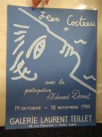Affiche Jean Cocteau Galerie Laurent Teillet 1988. H. 65 cm...